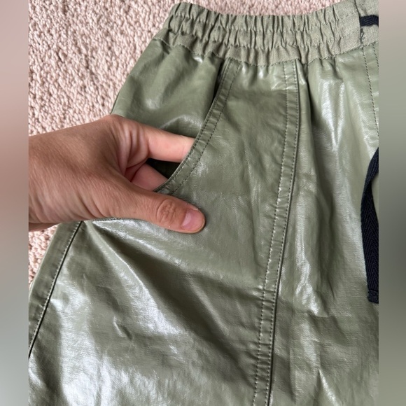 Rachel Comey- Olive Green Waxed Linsley Long Length Drawstring Shorts - Picture 5 of 10